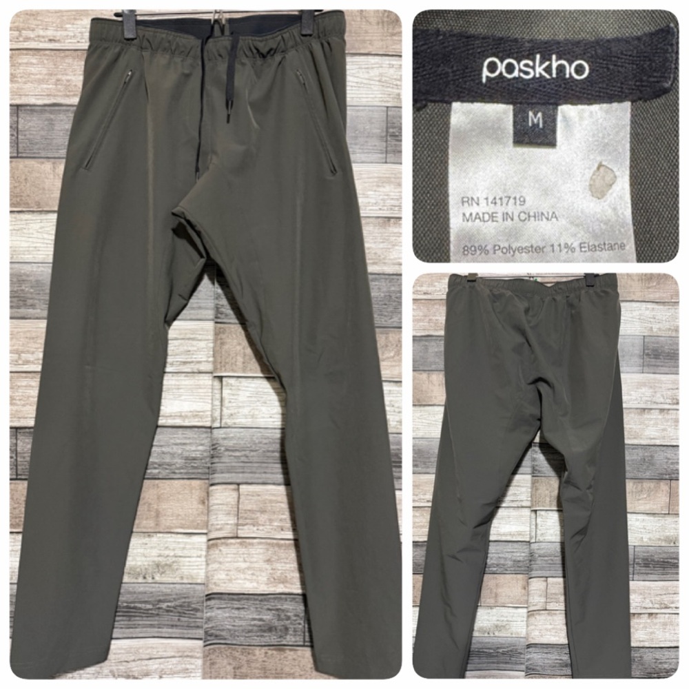 Paskho Performance Tech Joggers Men’s M Gray (Inseam 30.5) Drawstring